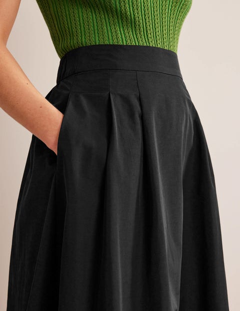 Taffeta Pull-on Midi Skirt - BLACK | Boden EU