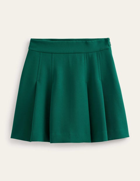 Pleated Crepe Mini Skirt - Emerald Green | Boden UK