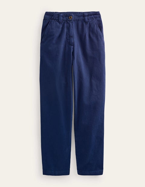 Casual Tapered Cotton Trousers Blue Women Boden