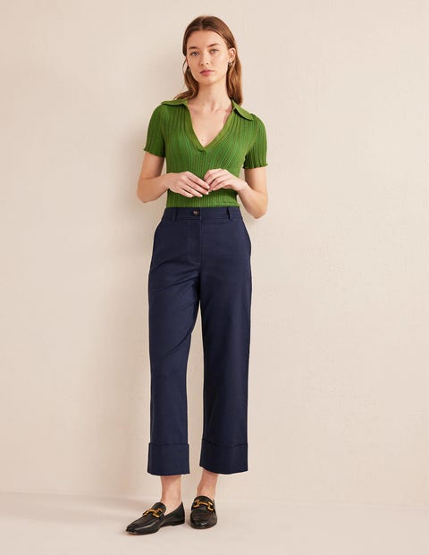 Tailored Turn Up Pants - Navy | Boden US