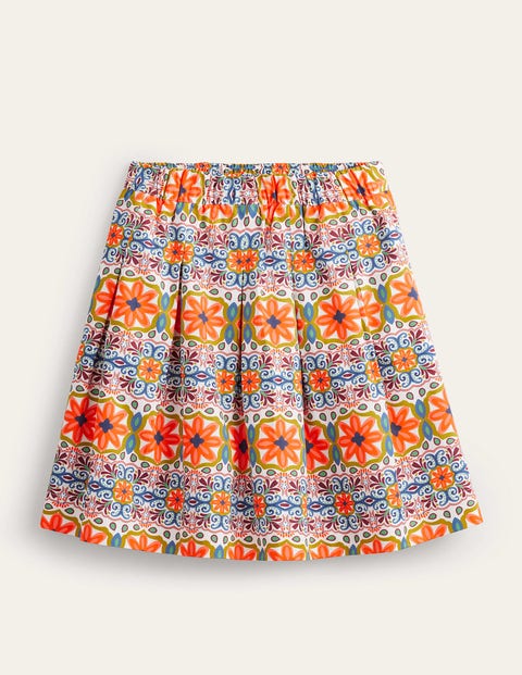 Pleated Cotton Skirt - Multi, Coastal Tile | Boden UK