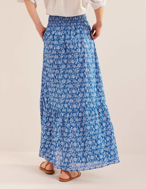 Aspiga Bea Boho Organic Cotton Maxi Skirt, Blue/White at John Lewis &  Partners