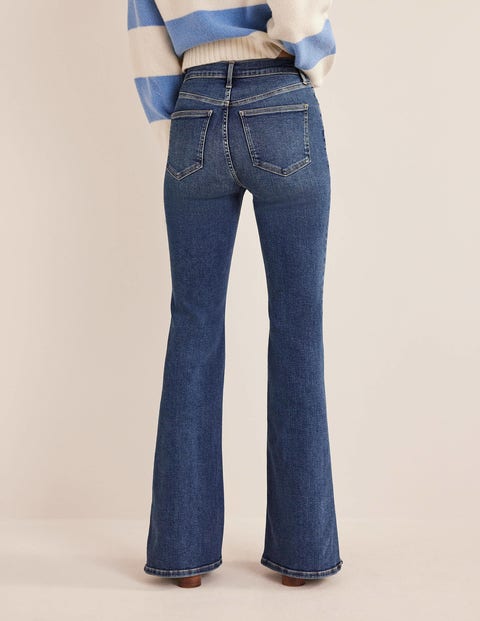 - hoher DE Boden Indigoblau Taille | Bootcut-Jeans und mit Schlitz