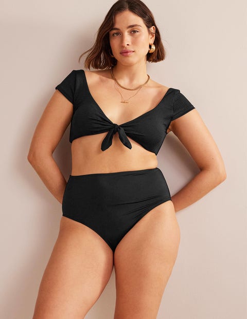 High Waisted Bikini Bottoms - Black