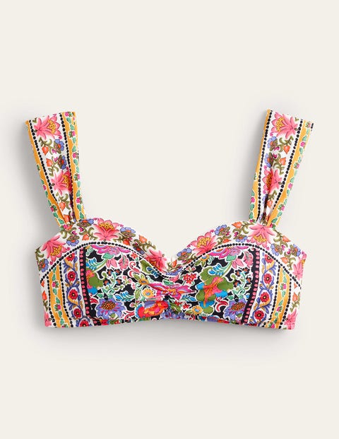 Bikinioberteil mit plissierten Trägern Damen Boden, Bunt, Nelkengarten