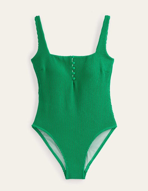Henley Textured Swimsuit Green Women Boden