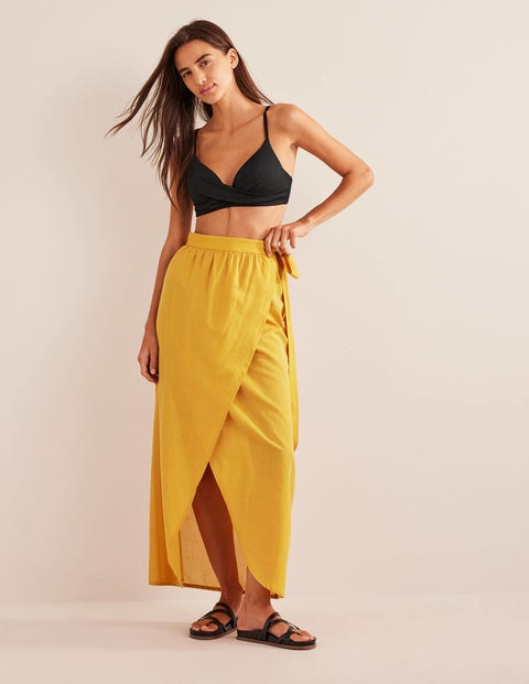 Wrap Cotton Maxi Skirt - Yellow | Boden US