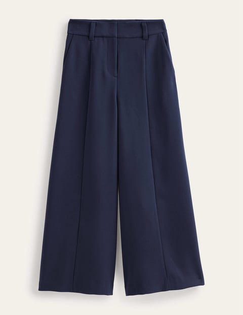 navy, fließende culotte mit weitem bein, damen, boden, navy