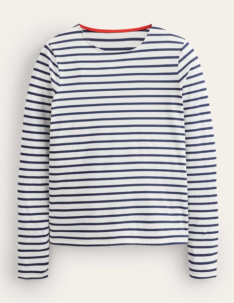 Bea Long Sleeve Breton - Navy / Ivory Stripe | Boden EU
