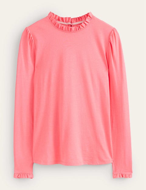 Supersoft Frill Detail Top Coral Women Boden