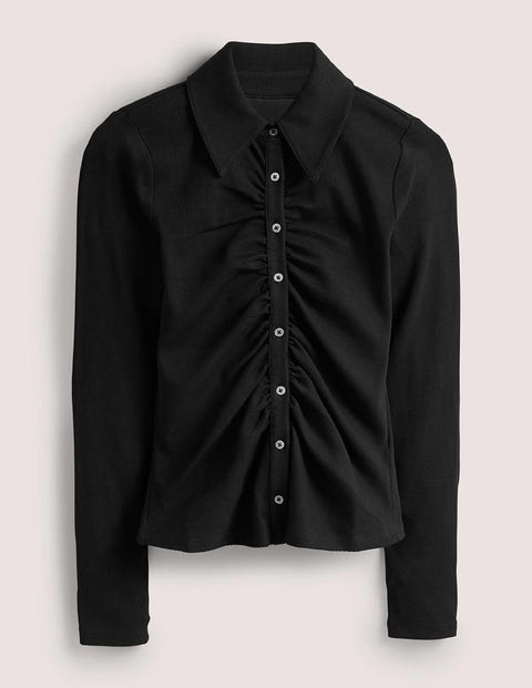 Ruched Front Jersey Shirt Black Women Boden