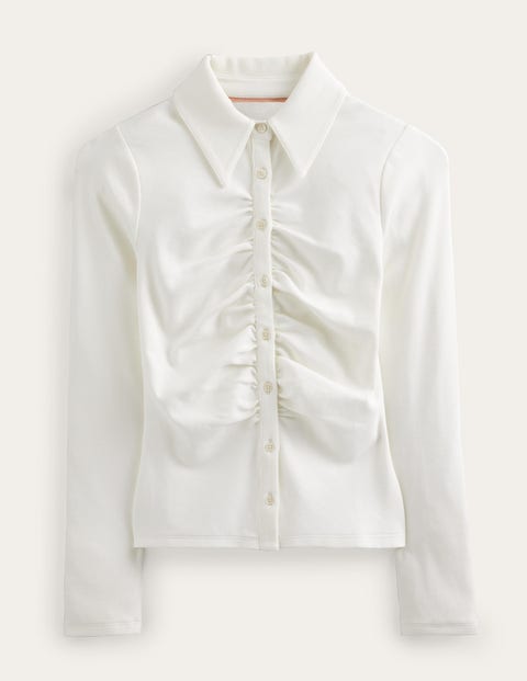Ruched Front Jersey Shirt White Women Boden
