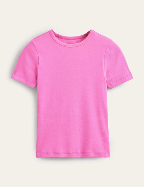 Cotton Ribbed T-Shirt Plum Blossom Women Boden