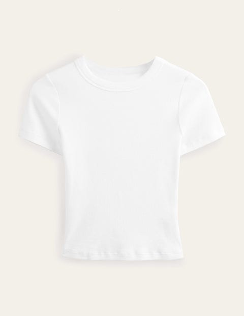 Cotton Ribbed T-Shirt White Women Boden