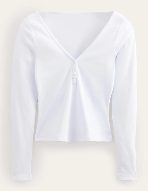 Henley Ribbed Top White Women Boden