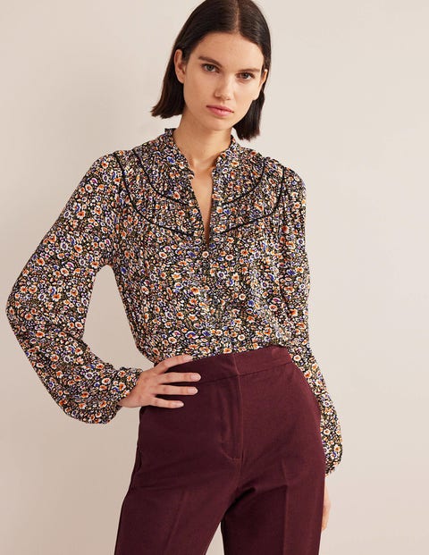 Ruched Yoke Jersey Shirt - Multi, Eden Bloom | Boden US
