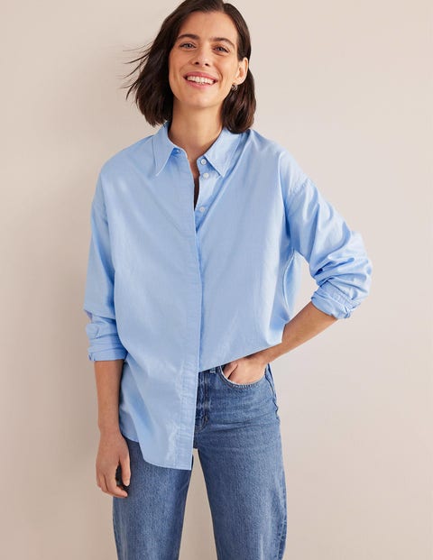 Oversized Cotton Shirt - Chambray Oxford | Boden US
