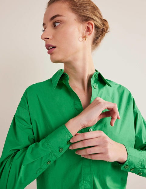 Oversized Cotton Shirt - Green Bee | Boden US
