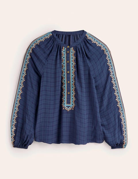Embroidered Popover Blouse Blue Women Boden