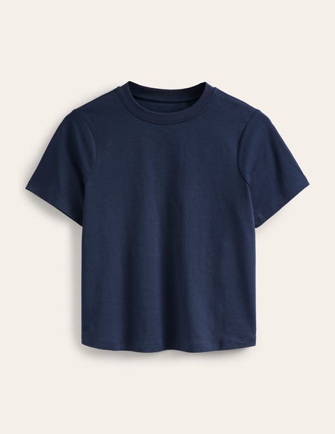 Baumwoll-T-Shirt mit Rundhalsausschnitt Damen Boden, Marineblau