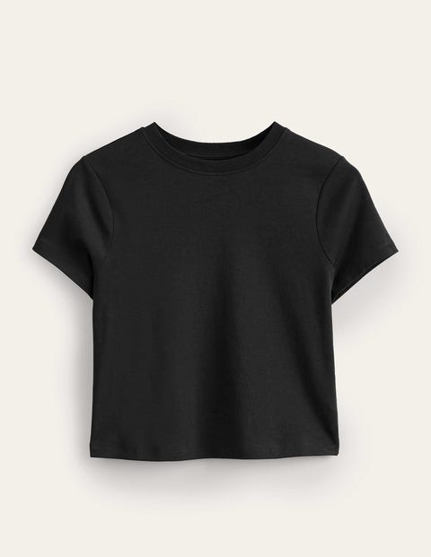 Perfect Cotton Cropped T-shirt Black Women Boden