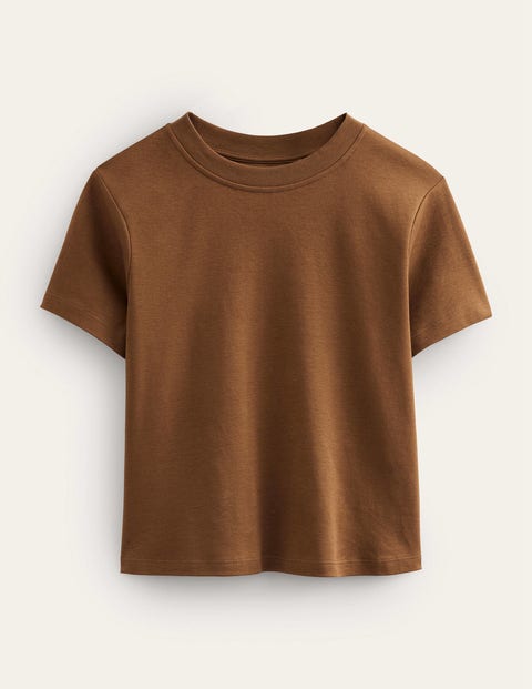 Perfect Cotton Cropped T-shirt Brown Women Boden