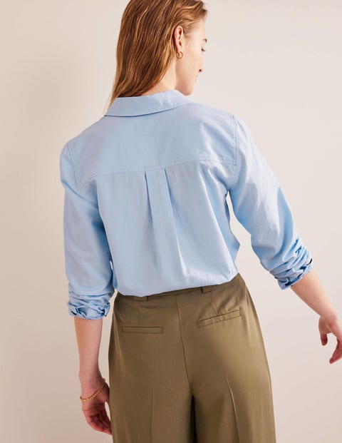 Straight Cotton Shirt - Blue Oxford | Boden US