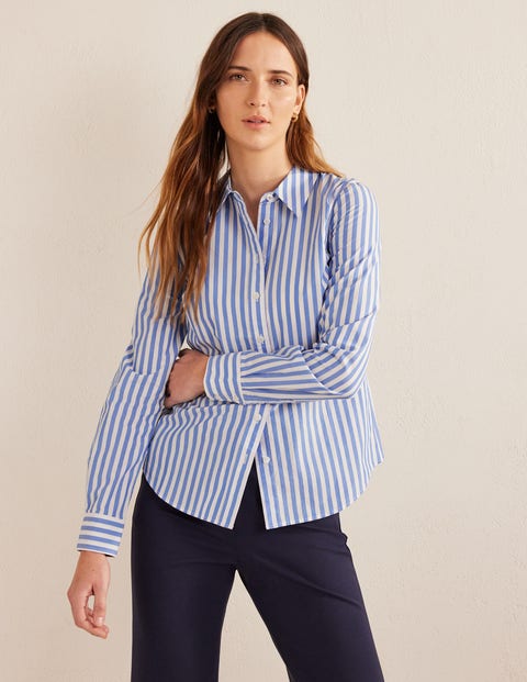 Straight Cotton Shirt - Grape Hyacinth Stripe | Boden US