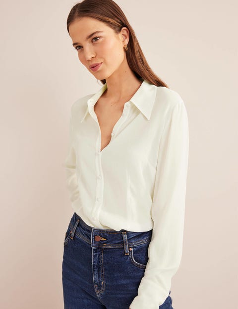 Fitted Workwear Shirt - Ivory | Boden UK