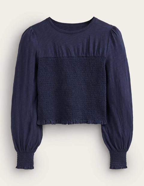 Gesmoktes Baumwolloberteil Women Boden, Navy