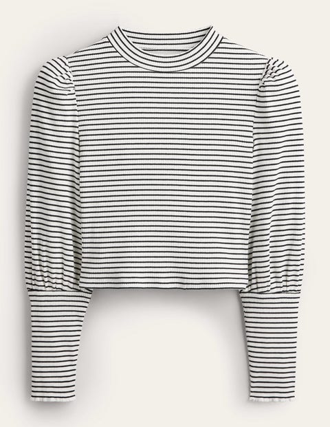 Sleeve Detail Ribbed Top Ivory Women Boden