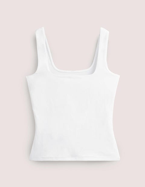 Boden Double Layer Square Neck Tank White Women