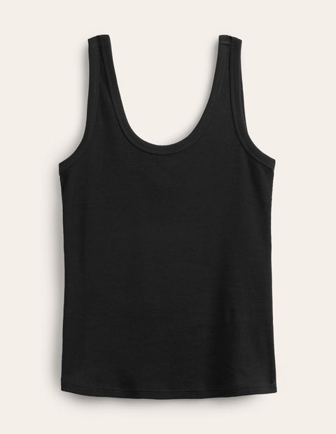 Scoop Neck Ribbed Tank - Black | Boden US