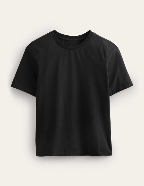 Pure Cotton Crew Neck T-shirt Black Women Boden