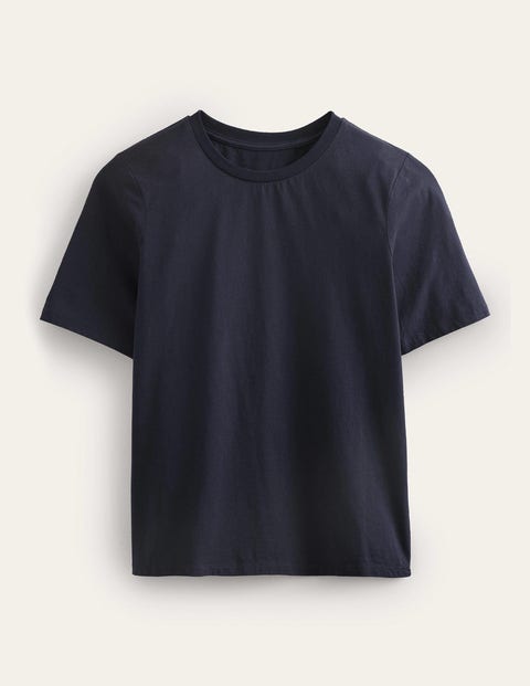 Pure Cotton Crew Neck T-shirt - Navy | Boden UK