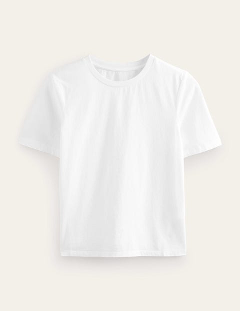 weiß, leichtes rundhals-t-shirt, damen, boden, weiß
