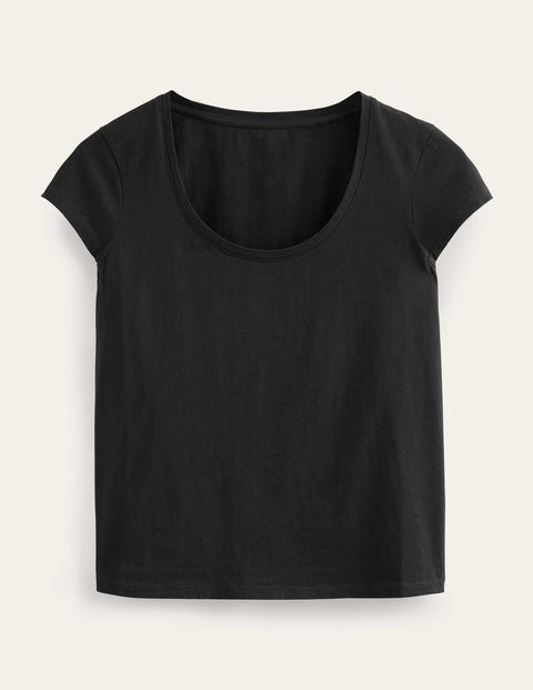 Pure Cotton Scoop Neck T-Shirt Black Women Boden