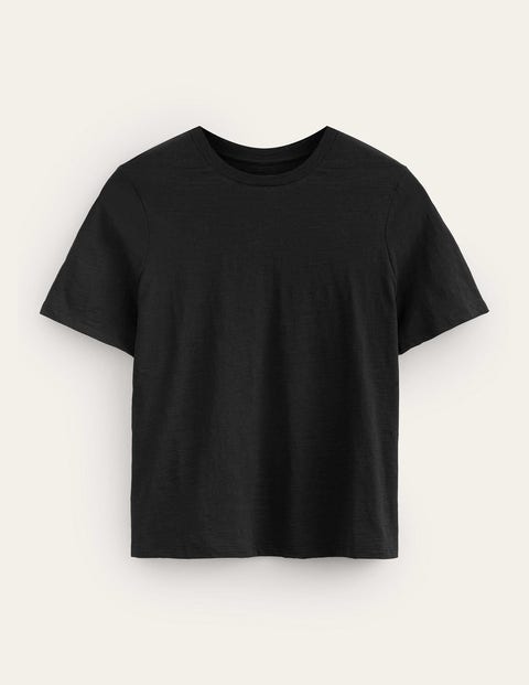 Baumwoll-T-Shirt mit Rundhalsausschnitt Damen Boden, Schwarz