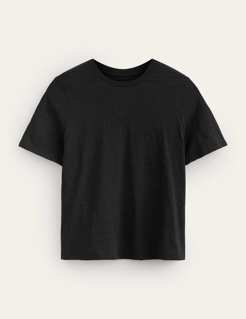 Cotton Crew Neck T-Shirt Black Women Boden