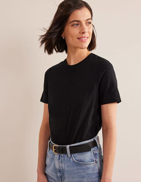 Cotton Crew Neck T-Shirt - Black | Boden UK