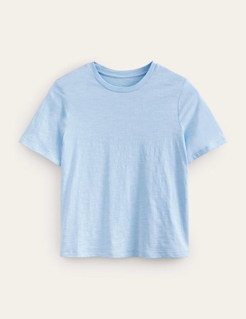 Cotton Crew Neck T-Shirt Light Blue Women Boden