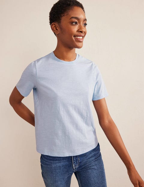 Cotton Crew Neck T-Shirt - Chambray Blue | Boden US