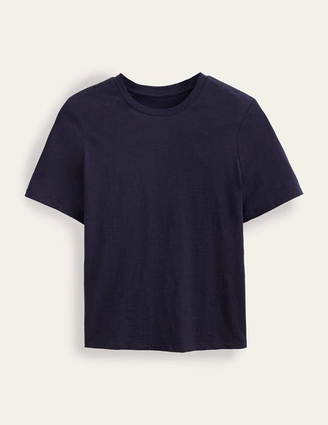 Baumwoll-T-Shirt mit Rundhalsausschnitt Damen Boden, Marineblau