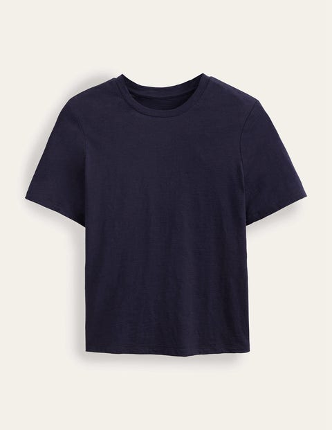 Cotton Crew Neck T-Shirt - Navy | Boden AU