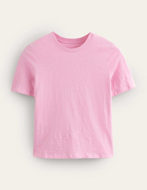Cotton Crew Neck T-Shirt Pink Women Boden