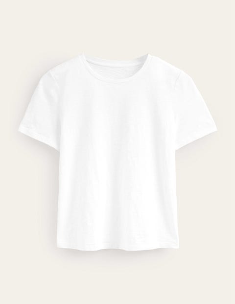 Cotton Crew Neck T-Shirt White Women Boden