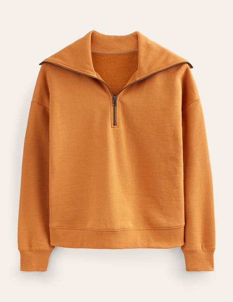 Funnel Neck Zip Sweatshirt Brown Women Boden