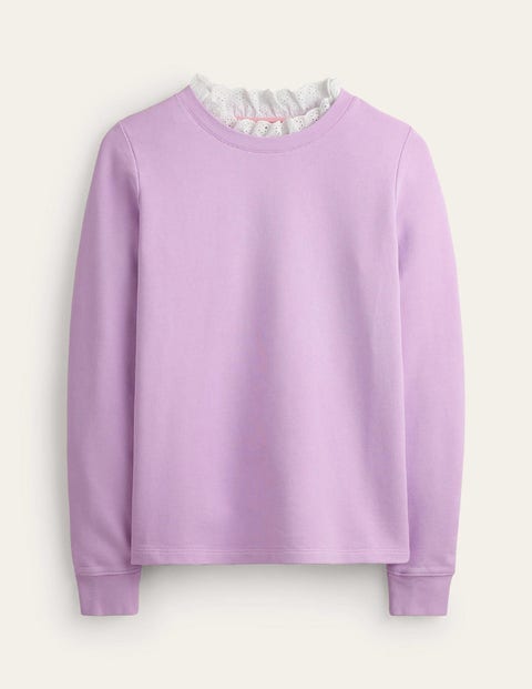 Sweatshirt mit Lochstickerei-Besatz Damen Boden, Orchideenblüte