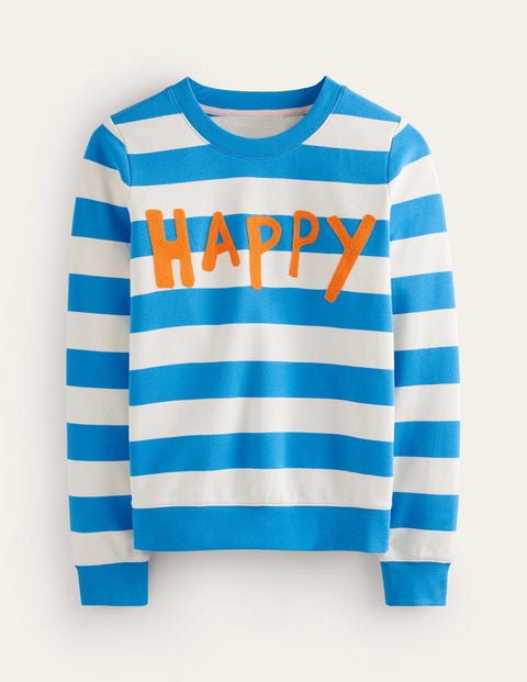 Blau, Happy, Hannah Besticktes Sweatshirt, Damen, Boden, Blau, Happy