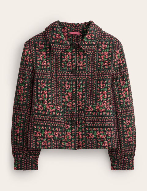 Quilted Printed Jacket Black Women Boden